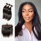 10A Straight Virgin Hair 13x4 Lace Frontal 3 Bundles Natural Black