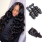 10A Loose Wave Natural Black 4x4 Closure 3 Bundles